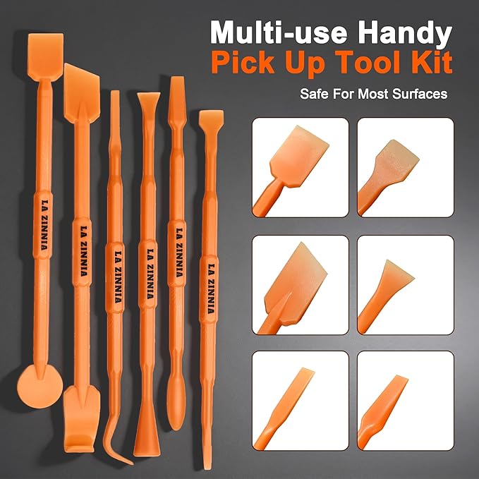 20PCS Delicate Pickup Tool Set, Non-Marring Scraper & Pry bar Kit, Multifunction Double-ended Mini Pick and HookTools, for various jobs detail clean, separating small parts, remove trim clips…