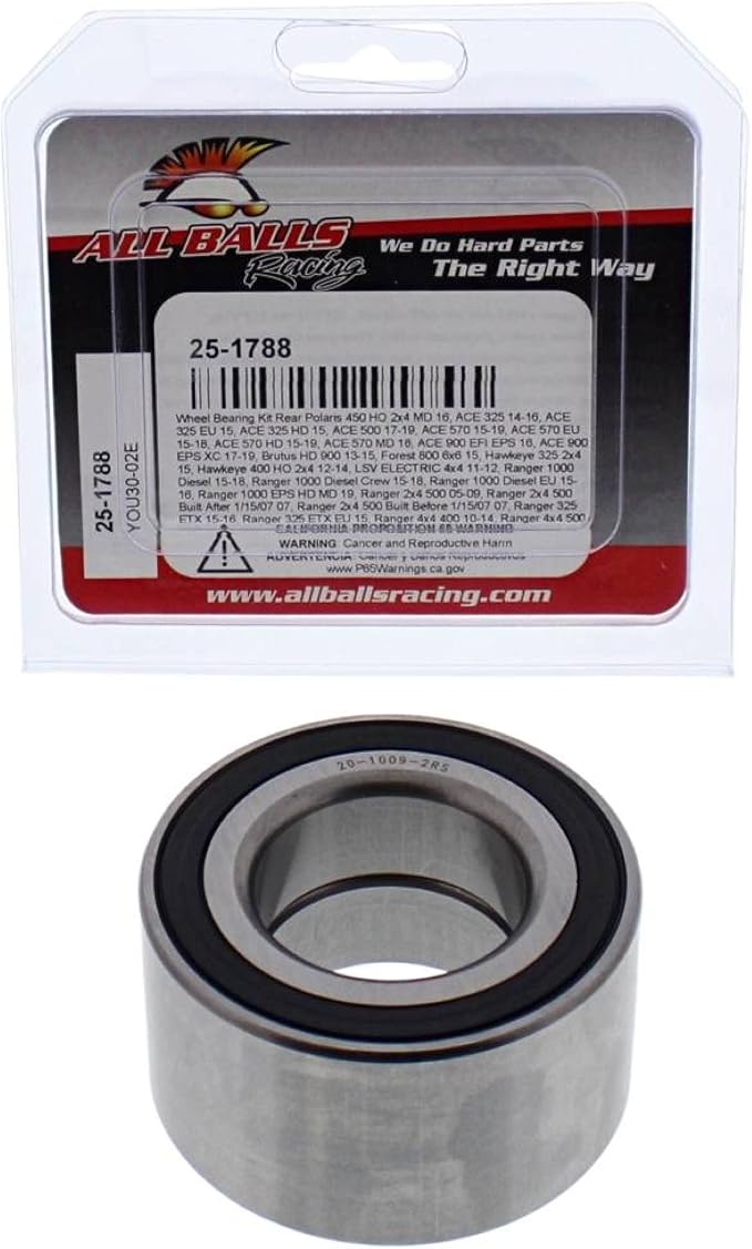 All Balls Racing Wheel Bearing Kit and Rear Wheel Bearing Bundle Compatible with/Replacement for Polaris ATVs