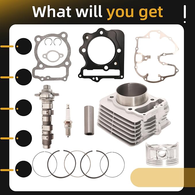 Cylinder Piston Gasket Camshaft Top End Kit Fit for Honda TRX400 XR400R 1996-2004 Fit for Honda Sportrax TRX400EX 1999-2009 Fits for Honda TRX400X 2012-2014 OE# 12100-KCY-670 14000-HN1-A70