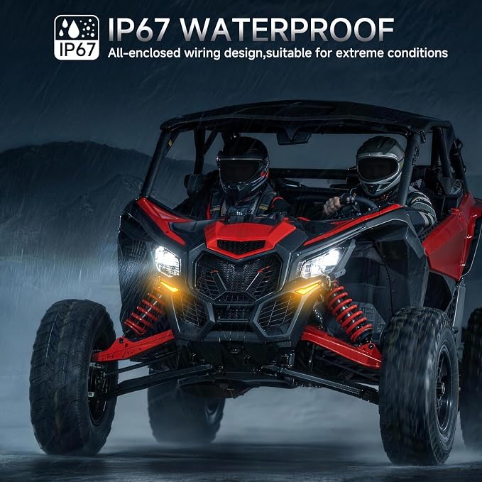 DREAMIZER UTV Turn Signal Kit with Horn, Plug and Play, Pre-Wired, UTV ATV Blinker with Rocker Switch Universal Street Legal Kit with Hazard light Compatible with Polaris, Can-Am, Teryx, CFMOTO