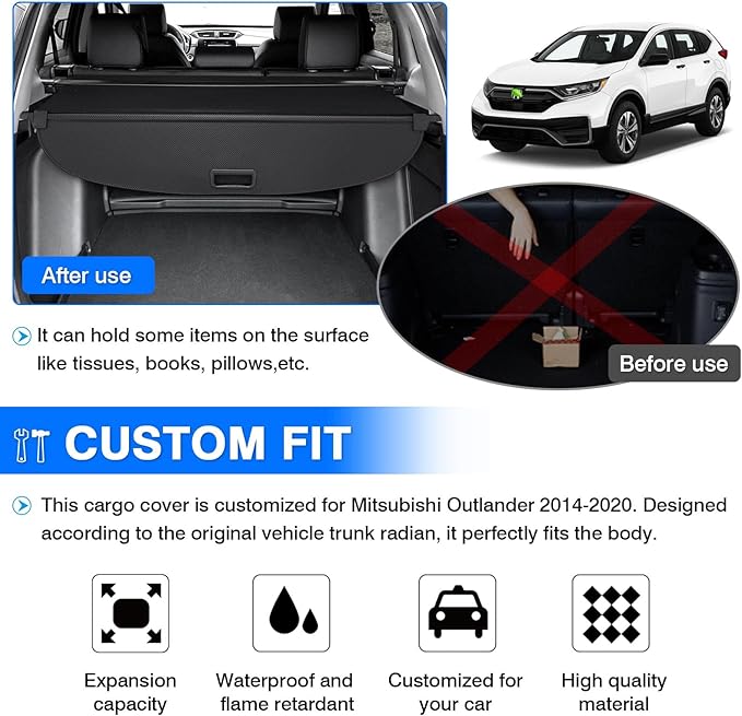 Powerty Retractable Cargo Cover for 2017-2022 Honda CRV-Canvas Texture Trunk Cover Privacy Screen Rear Security Shade for CR-V Accessories (Not for Honda HRV)