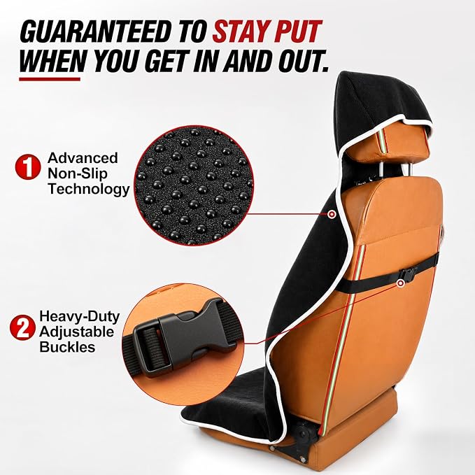 Car Seat Cover Towel 2PCS, 1200g Ultra-Thick Absorbent Terry Cloth Seat Protector for Post-Gym Sweat & Beach,Universal Fit for Sedans SUV Trucks,Machine Washable Interior Protection (Black)