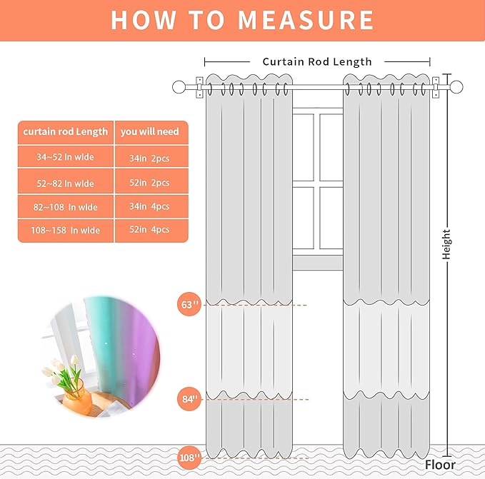 XiDi Curtains for Nursery Girls Bedroom Decor 84 Inches Long, Full Blackout for Kids Princess Room, Colorful Rainbow Design, Unicorn Wall Decor Ombre Curtains, Pink/Purple/Green, W34 X L84 2 Panels