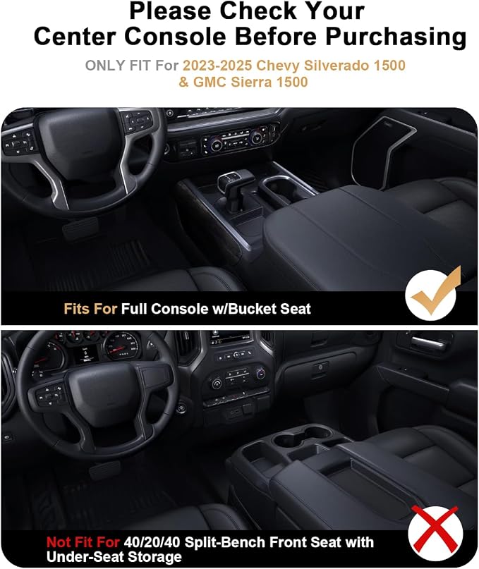 2026 Silverado 1500 Center Console Organizer - Upgrade For 2023-2026 Chevy Silverado 1500/GMC Sierra 1500 Center Console Organizer - Under Screen Organizer - Only Fit Full Console w/Bucket Seats