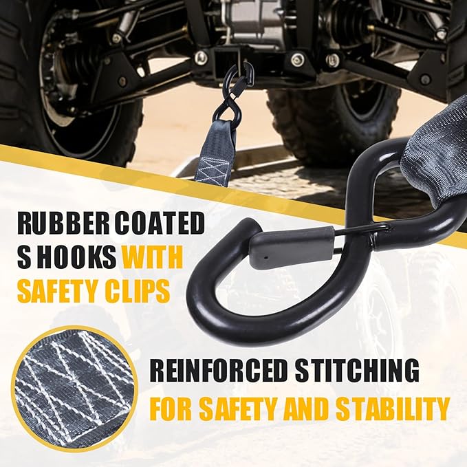 Ayaport Retractable Ratchet Straps 2in X 12.5ft-3300lb Break Strength, Heavy Duty Ratchet Straps Self Retractable Tie Downs with Soft Loops for Motorcycle, Dirt Bike, Cargo, Truck Accessories
