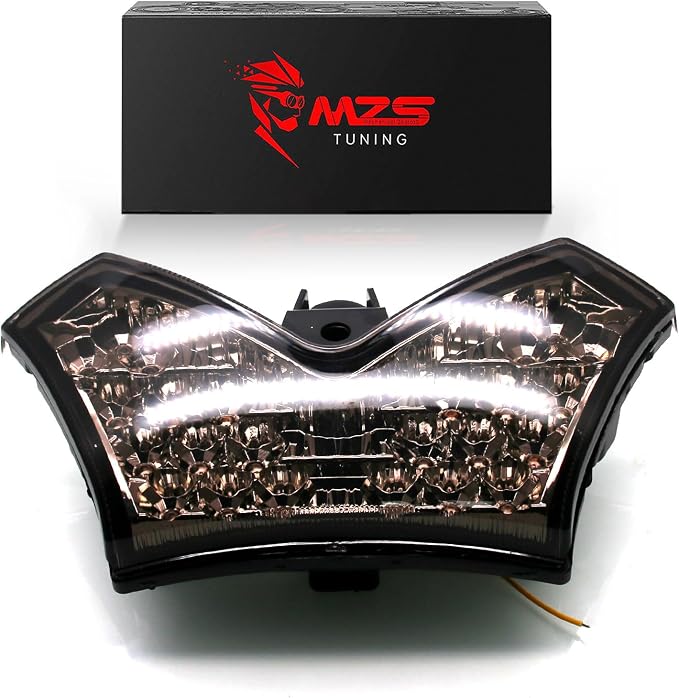 MZS Motorcycle Tail Light, LED Integrated Turn Signal Blinker Smoke Lens Compatible with ZX14 ZX-14 2006-2011 / ZX14R ZX-14R 2012-2024 / ZZR1400 2006-2015