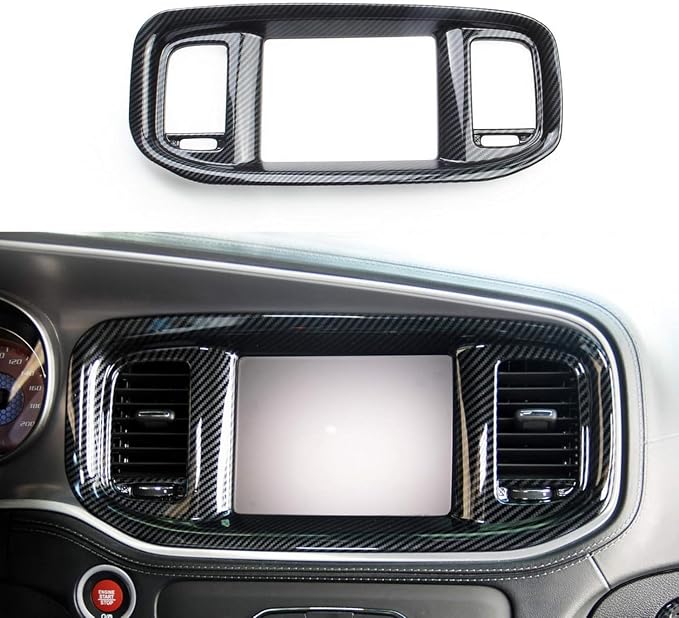 for Dodge Charger 2015-2023 Interior Accessories Dashboard DVD Navigation Screen Frame Cover Trim ABS Carbon Fiber