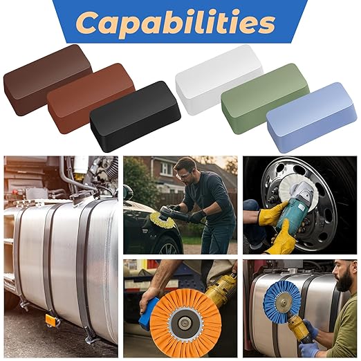 Amylove 8 Inch Airway Buffing Wheels Aluminum Wheel Polishing Kit in Diameter 5/8 Inch Arbor Hole, Polishing Compound and Metal Polish Kit for Angle Grinder(Vibrant Color,12 Pcs)