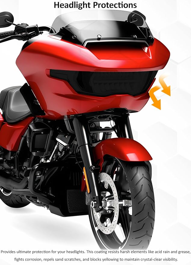 Headlight Lens Headlamp Protection Film Headlight Cover Guard Compatible with Harley Touring CVO Road Glide FLTRXSE 2023-up & Road Glide/ST 2024-up (Black)
