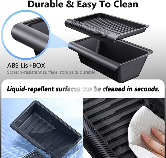 Upgraded Under seat Storage Tray with Lid for Tesla Model Y Juniper 2026, Hidden Under-Seat Organizer Box, Anti-Slip & Dustproof Design, Large-Capacity Interior Storage Accessories