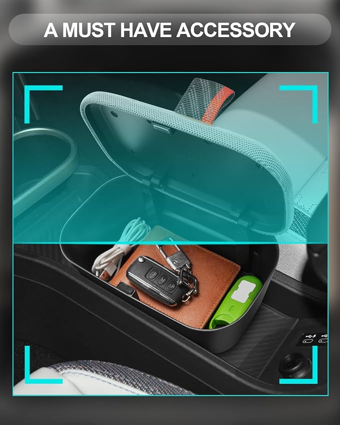 CDEFG for 2026 Mini Cooper Center Console Organizer for 2025 2026 Mini Cooper F65 F66 Accessories Middle Console Tray Armrest Storage Box (Gas Version Only)