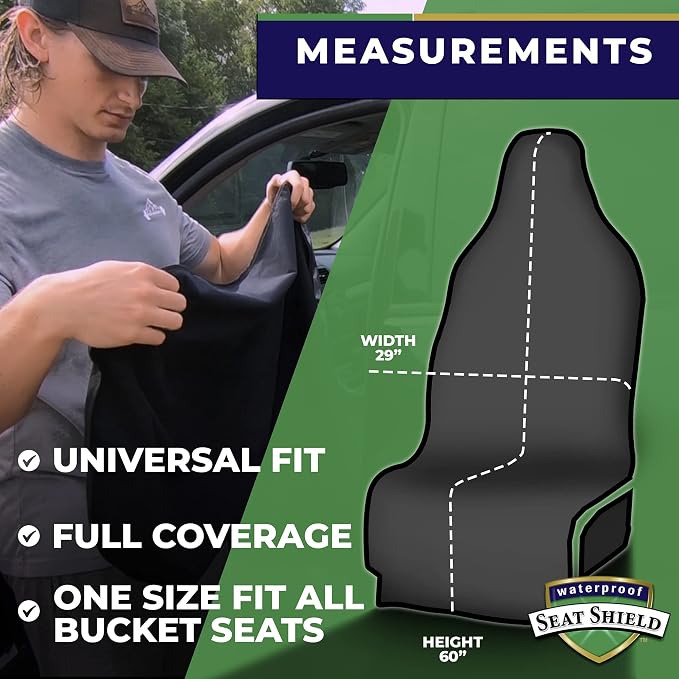 EliteSport Front Seat Cover and Backseat Cover - Black Washable Car Seat Towel and Back Seat Protector for All Vehicles - Universal Car Seat Protectors from Sweat, Food, Dirt