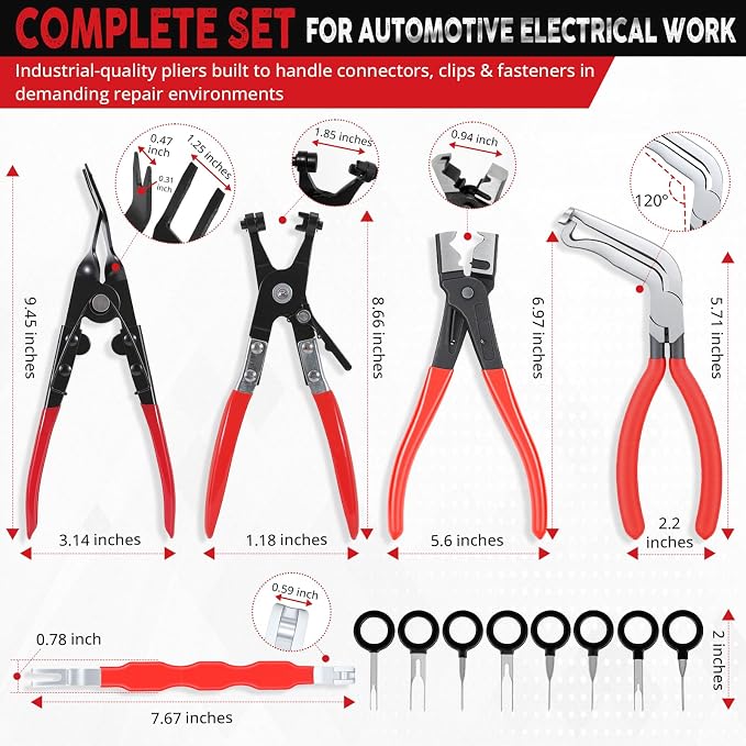 7PCS Electrical Disconnect Pliers, Automotive Electrical Disconnect Pliers, Connector Removal Tool Kit for Cars, Trucks & SUVs with Storage Bag & Gloves