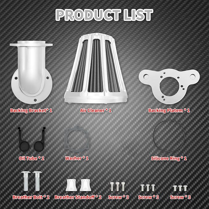 Air Cleaner Filter 90° Forward-Facing Intake Kit CNC Fit for Harley Touring Softail Dyna Sportster XL (Chrome Housing Grey Element, A For Sportster XL 04-22)