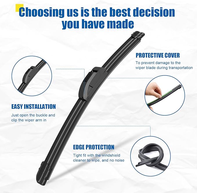 24"+16" Windshield Wipers With 12" Rear Wiper Blade Sets Automotive Replacement for Kia Sportage 2005-2010,Easy For Installation (Pack of 3)