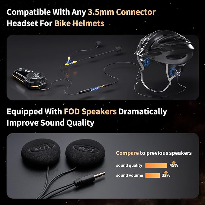 Fodsports FX8 PRO Motorcycle Bluetooth Intercom, 10-Rider Group Helmet Communication System, Music Sharing, Universal Wireless Interphone（APP/Waterproof/Stereo Music/GPS/2 Mics） (Single Pack)