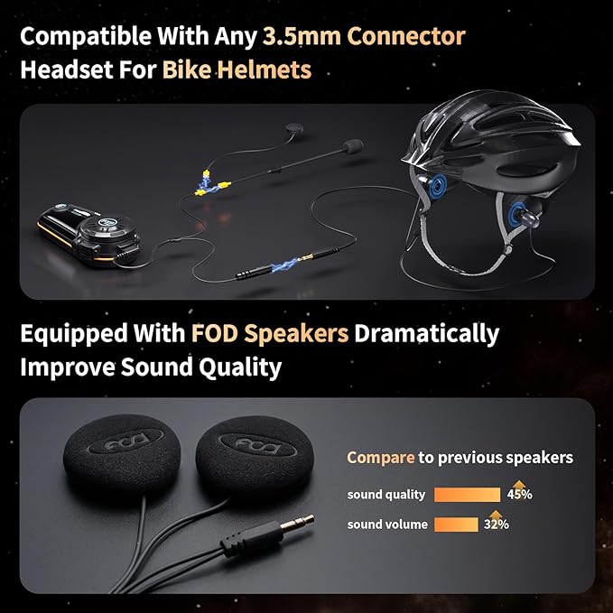 Fodsports FX8 PRO Motorcycle Bluetooth Intercom, 10-Rider Group Helmet Communication System, Music Sharing, Universal Wireless Interphone（APP/Waterproof/Stereo Music/GPS/2 Mics） (Single Pack)