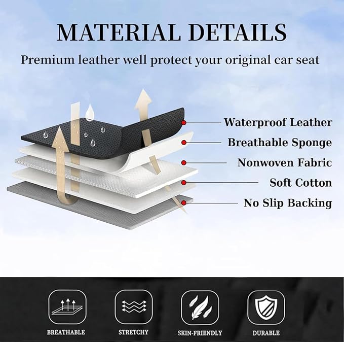 Coverado Car Seat Covers Full Set, Leather Seat Coversfor Cars, Front and Back Seat Covers, Waterproof Car Seat Protectors Car Seat Cushions Universal for Most Vehicles, Coffee