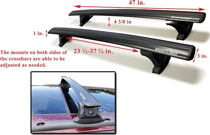 BRIGHTLINES Heavy Duty Anti-Theft Premium Aluminum Roof Bars Roof Rack Crossbars Compatible with 2011-2021 Jeep Grand Cherokee with Roof Black Plastic Moldings (Black)