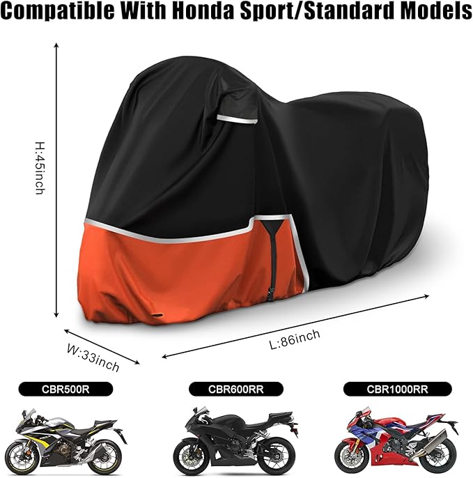 Waterproof Motorcycle Cover Replace for Honda CBR600RR CBR1000RR /CBR500R CBR650R CB1000R Sport/Standard Model, 420D Oxford Cloth Motorcycle Cover for Snow Rain Dust Protection