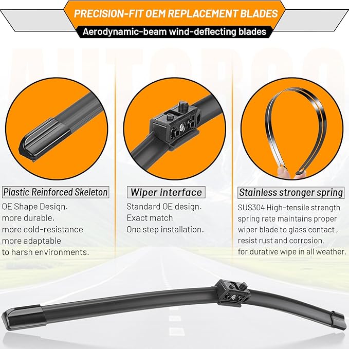 AUTOBOO 24"+19" Windshield Wipers Replacement for Mercedes-Benz CLA250 GLA250 CLA45 GLA45 AMG 2024 2023 2022 2021 2020 2019 2018 2017 2016 -Original Factory Quality (Pack of 2)