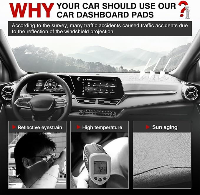 Autorder Dashboard Cover Mat for 2025 2026 Chevy Chevrolet Equinox Accessories Dash Cover Upgrade Velvet Dash Mat UV Rays Protector(Not for Chevrolet Equinox EV)