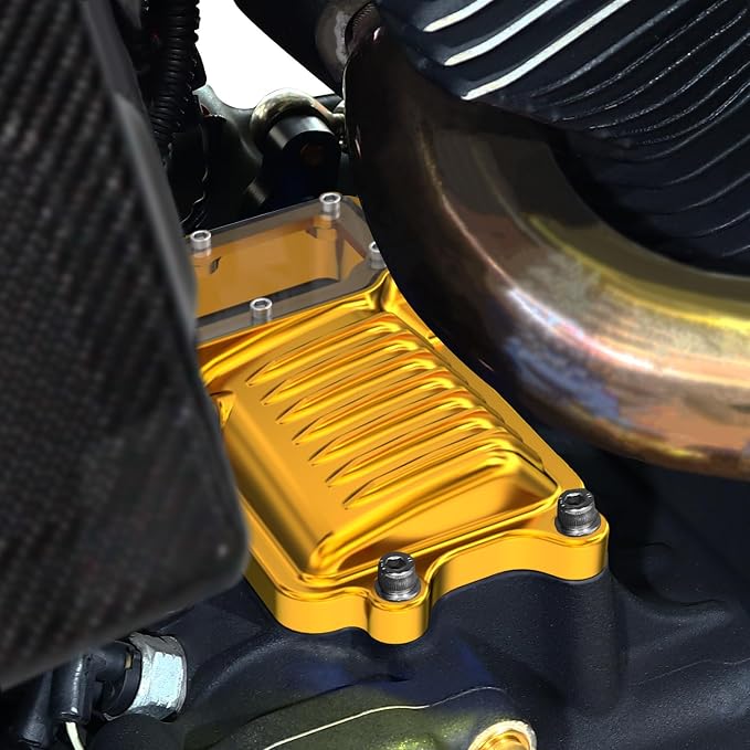 POWER JAMES Visible Aluminum Transmission Top Cover Compatible with Harley Davidson 2008-2017 Dyna FX, Softail FL,Touring Models with Twin Cam (Gold)