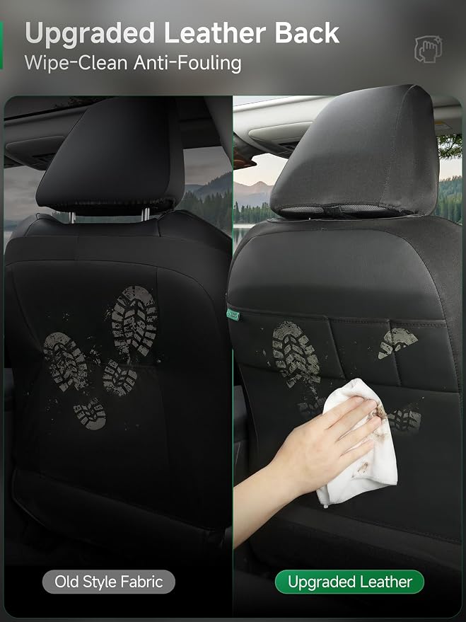 GIANT PANDA 2PCS Front Car Seat Cover for Toyota Rav4 Camry Highlander Corolla Prius Corolla Cross Venza Avalon, Faux Leather Bucket Seat Covers (Beige)