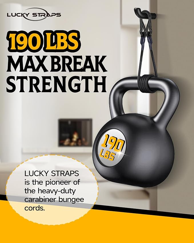8 Inch Short Small Carabiner Bungee Cord with 190 Lbs Max Break Strength, 8 Pcs Black Mini UV Resistant Bungee Straps with Upgraded Carabiner Hooks, Great for Cargo, Bike, Kayak Boat, Luggage, etc
