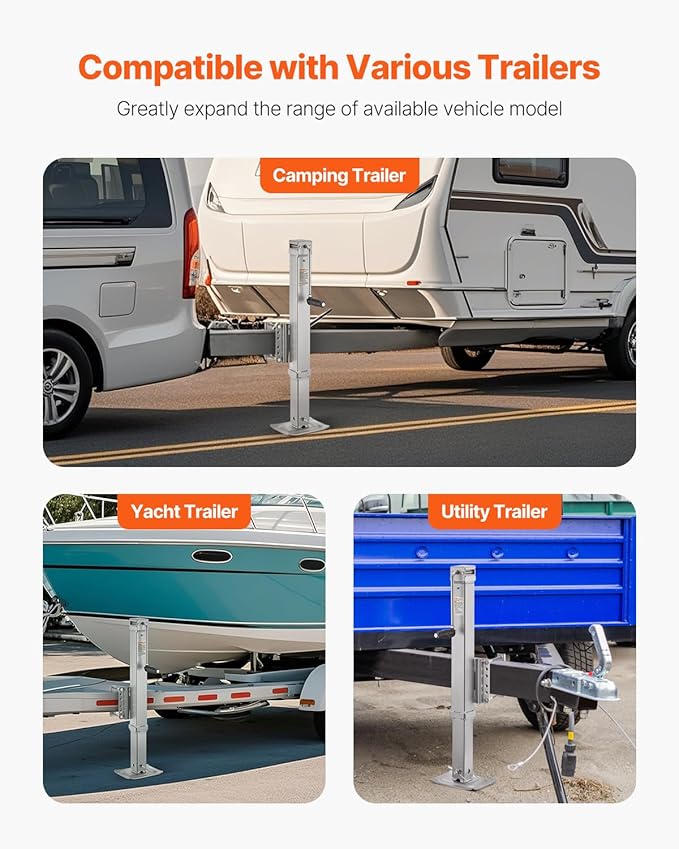 VEVOR Heavy Duty Swivel Trailer Jack, 8000 lbs Static Load Capacity, 28.5" Lift Jack Stand with Handle for RV, Horse, Utility, and Yacht Trailers