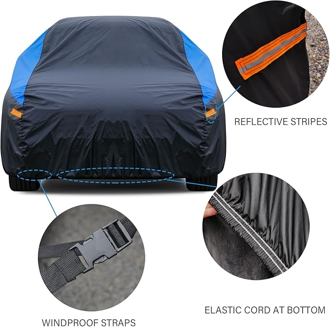 GUNHYI SUV Car Cover for Automobiles All Weather Waterproof, Universal Fit Kia Soul, Honda HRV/Element, Subaru CrossTrek, Hyundai Kona, Ford EcoSport, Jeep Renegade, Mazda CX-30 etc.