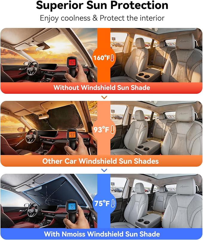 Nmoiss [Vinyl Coating Heat Shield] Windshield Sun Shade Umbrella Custom for Buick Envision, Protect Car from Sun Rays & Heat Damage Keep Cool and Protect Interior