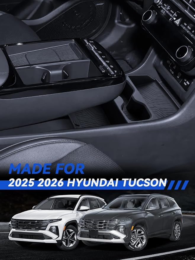 for Tucson Center Console Organizer 2025 2026 Hyundai Tucson 2.5L/Hybrid/PHEV Accessories Armrest Tray Middle Storage Box Insert Container Durable ABS Plastic