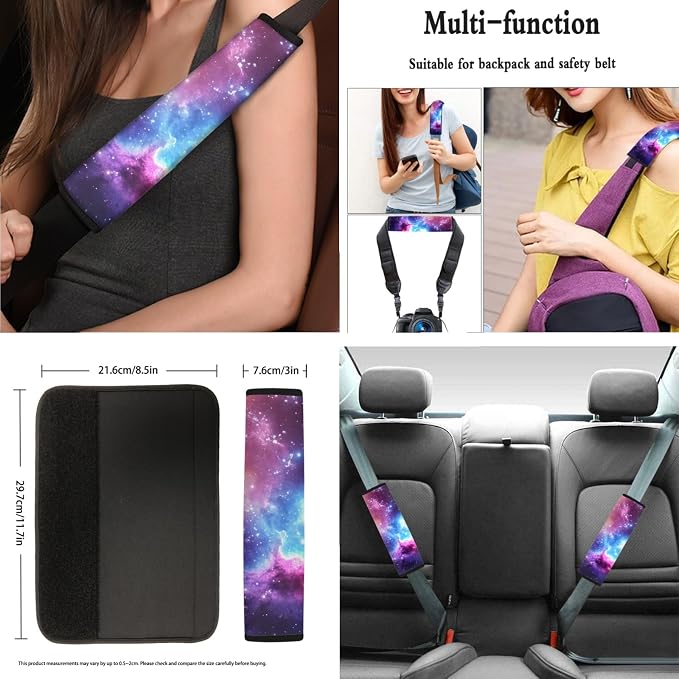 AFPANQZ 11Pack Galaxy Car Accessories Set Car Seat Covers Full Set with Steering Wheel Cover/Car Coaster/Handbrake Gear Shift Knob Covers/Seat Belt Shoulder Pads Auto Decoration Women Men Gift