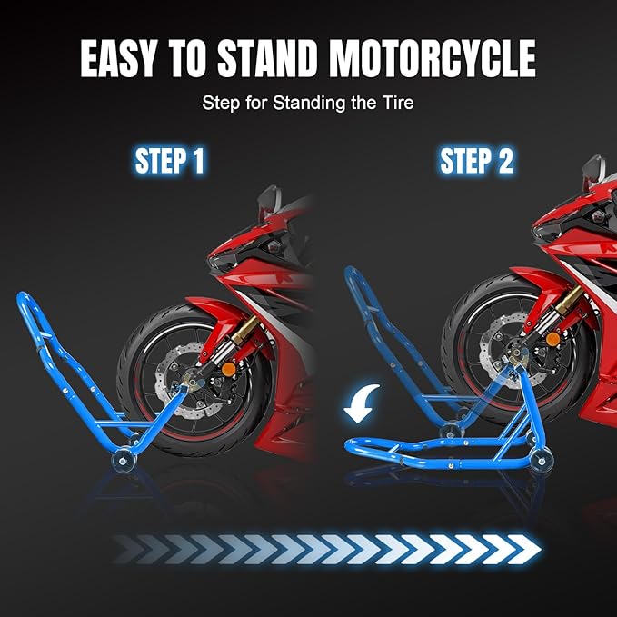 Jack Boss Motorcycle Stand Rear Combo Wheel Lift Stand, 500Lbs Capacity,Swingarm Spool Paddock Stand for Sport Bike,Fit for Yamaha, for Honda, Suitable for Kawasaki Light Blue