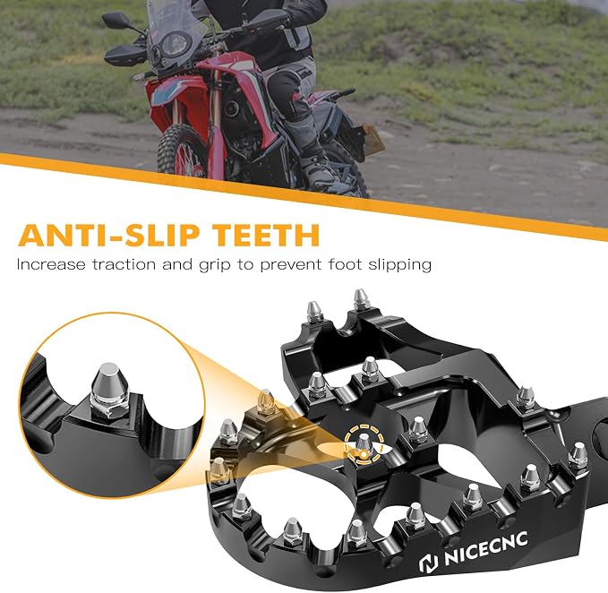 NICECNC Black Extender Foot Pegs Footrests | Compatible with Honda CR125R 250R 02-07 CRF150R 07-22 CRF250R 04-24 CRF450R 02-24