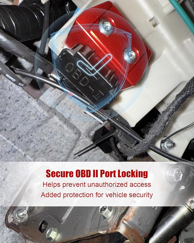 OBD Lock OBD2 Port Locking Tool, Aluminum OBD II Port Locking Tool & Diagnostic Port, Red OBD2 Port Anti-Theft Lockout Tool Fit for Cars/Trucks