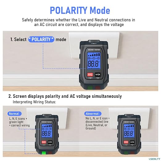 LSENLTY Circuit Breaker Finder & Electrical Tester, 2-in-1 Outlet Tester with Non-Contact Voltage, GFCI Tester, Loop Resistance & Polarity Detection, Suitable for Home DIY, Electrician, Father Gifts