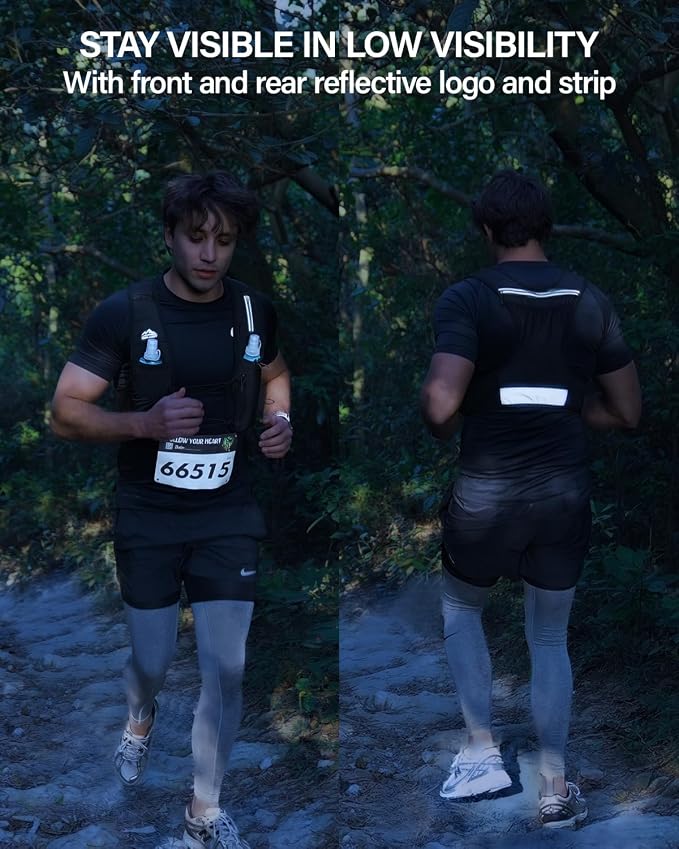 Zelvot Running Vest for Women Men, USA Original Patent, Adjustable Chest Straps Running Hydration Vest with 500ml Soft Flask, Lightweight Reflective Hydration Backpack for Marathon