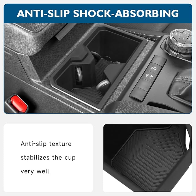 BIBLOZ Cup Holder Insert Compatible with Toyota 4Runner 2025 2026 Accessories Silicone Material Center Console Cup Holder Protector Organizer
