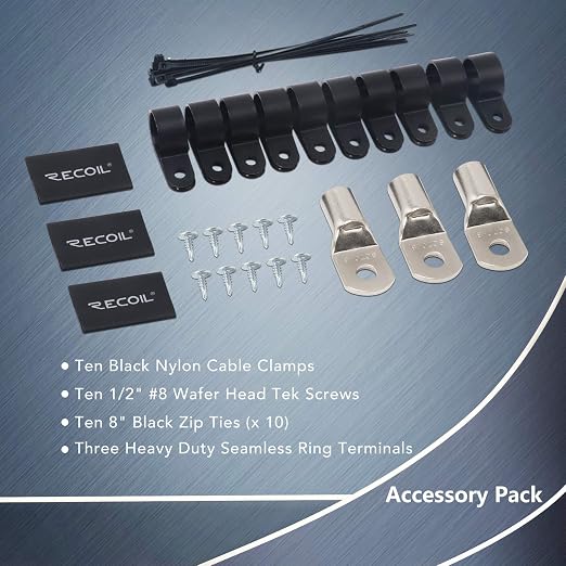 Recoil PBG3 True Spec 1/0 Gauge 99.99% Oxygen Free Copper Wire Big 3 Amp Wiring Upgrade Kits for Car Audio Systems up to 350 Amps