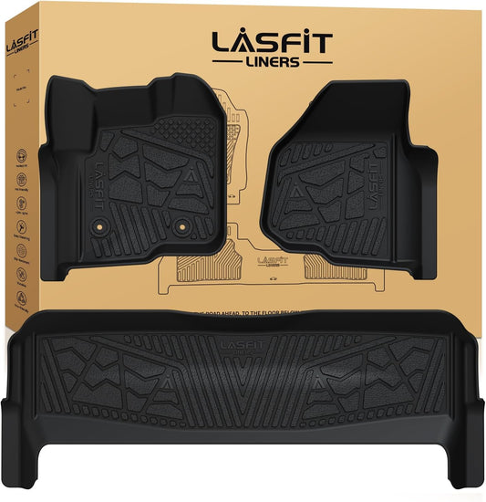 LASFIT Floor Mats for Ford F250 F350 2012-2016 Super Duty Crew Cab Without Manual Transfer Case Shifter All Weather Protector TPE Car Carpet Floor Liners, 1st & 2nd Rows, 3pc Black