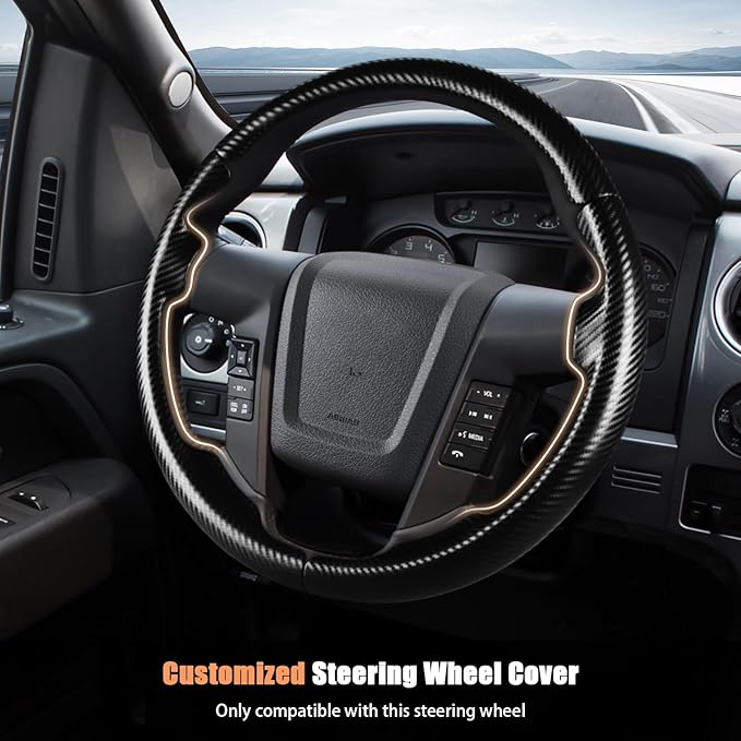 Steering Wheel Cover for Ford F150 2009-2014/Ford Expedition 2015-2017 Custom-fit Car Steering Wheel Cover for Ford Steering Wheel Protector