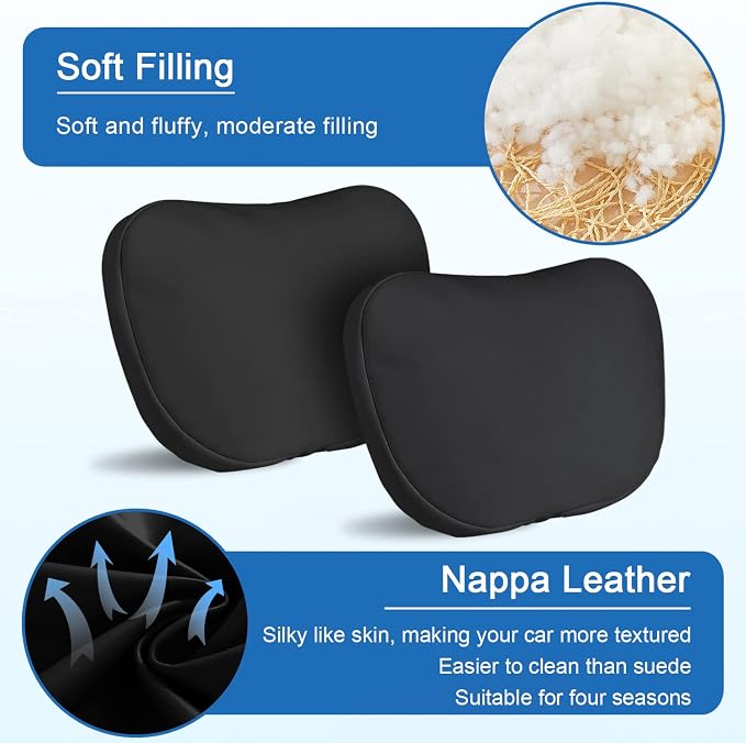 2 Pack Car Headrest Neck Pillow for Tesla Model 3 Model Y Model S Model X Accessories,Car Seat Pillow Head Neck Rest Cushion(Upgrade Black)