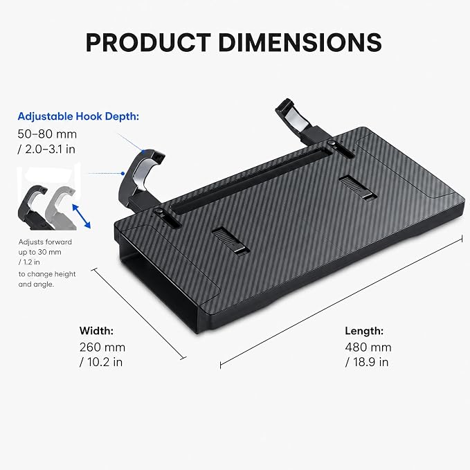 2-in-1 Steering Wheel Tray for Car & Car Seat Gap Filler Organizer, Foldable Car Table with Carbon Fiber Look for Eating, Tablet or Laptop Tasks, Fits Standard Round Steering Wheels, Parked Use Only