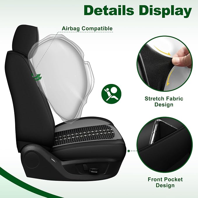 Ice Silk Front Ford F150 Seat Covers SuperCrew 2009-2026 Lightning | F250/F350/F450 Seat Covers 2017-2026 XL XLT Lariat Platinum King Ranch Limited STX Raptor SVT Raptor Tremor,Airbag Safe Gray