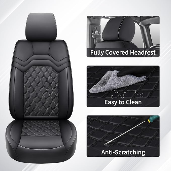 Huidasource Wrangler JL Seat Covers 4 Door 2018-2026, Custom Fit Seat Cover for Jeep Wrangler JL Rubicon Sahara Willys 4-Door Without Rear Cupholder (Full Set/Black)