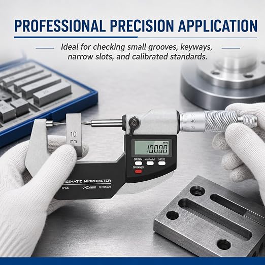 Digital Micrometer with 0-1"/0-25mm Measuring Range Electronic Micrometer Measuring Tool, Inch/Metric (Point Micrometer(15°))