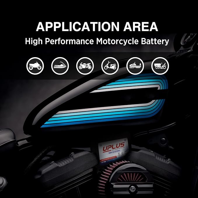 UPLUS YTX4L-BS Motorcycle Battery, EB4-3 12V 3Ah SLA Batteries Maintenance Free Scooter ATV AGM Battery, Replacement for YT4L-BS, AGM12-4, LTX4L-BS, NTX4L-BS, CTX4L-BS, GTX4L-BS, FTX4L-BS