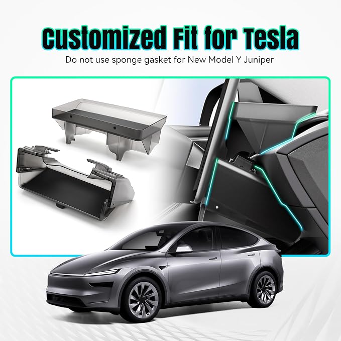 Tesla Model Y Juniper 2025 2026 & Model 3 Highland 2024-2026 Under Screen Storage Box Center Console Organizer for Model Y Juniper/Model 3 Highland Magnetic Storage Box Hidden Privacy Storage